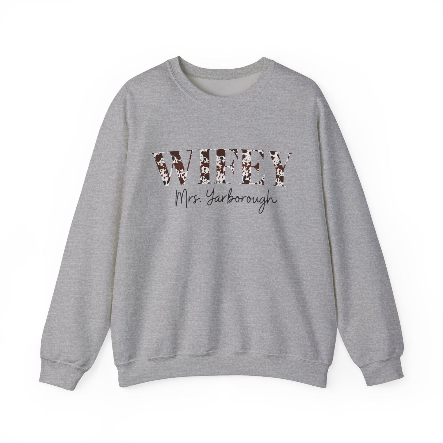 Cowhide Print Wifey Sweatshirt, Customizable.