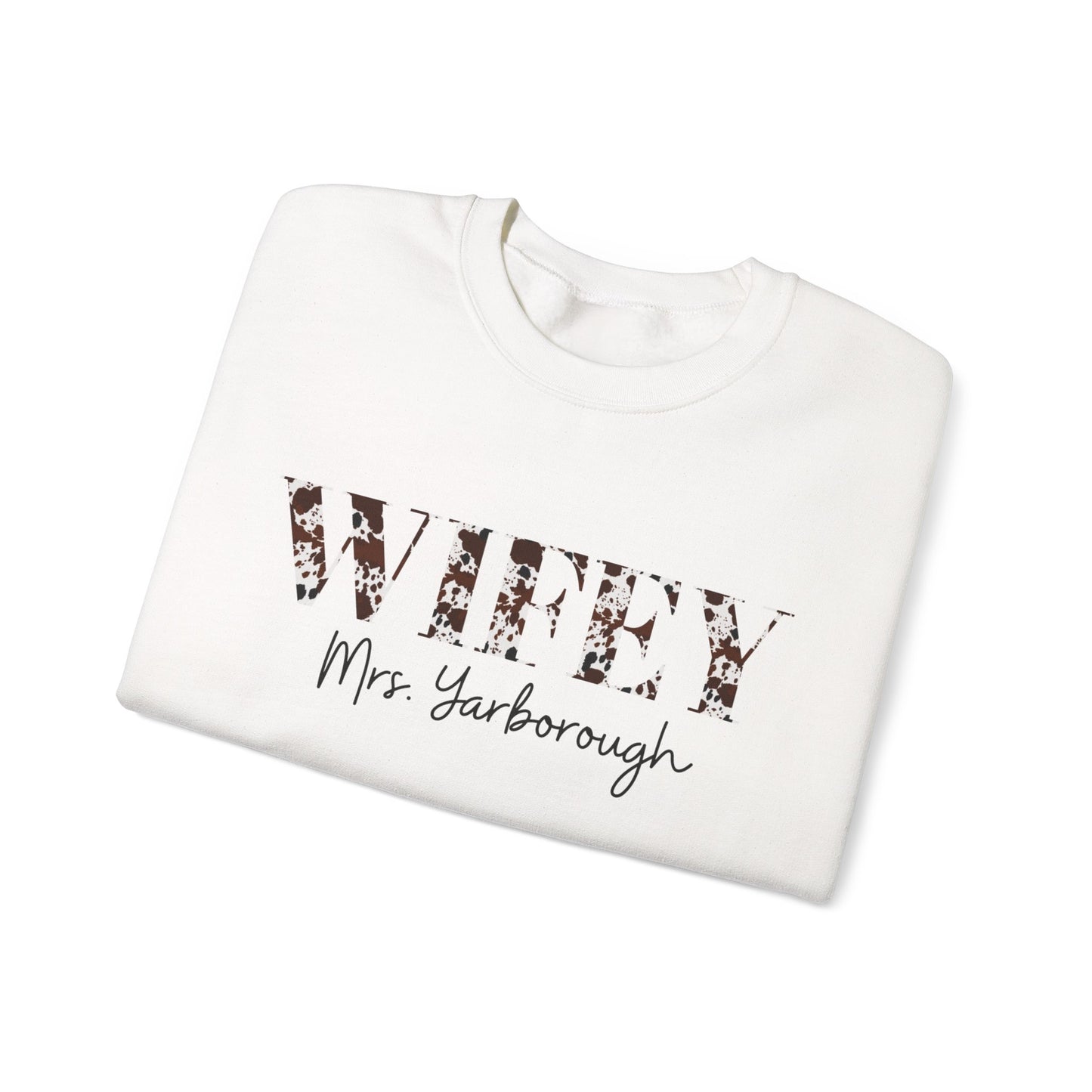 Cowhide Print Wifey Sweatshirt, Customizable.